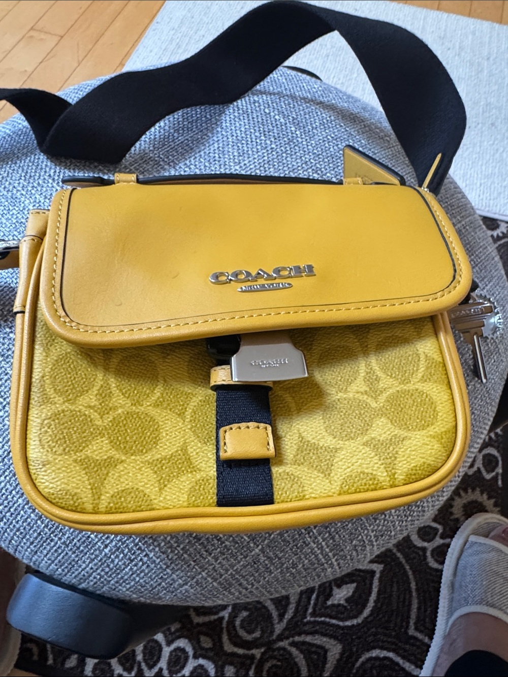 Coach Yellow Signature Canvas and Leather Crossbody